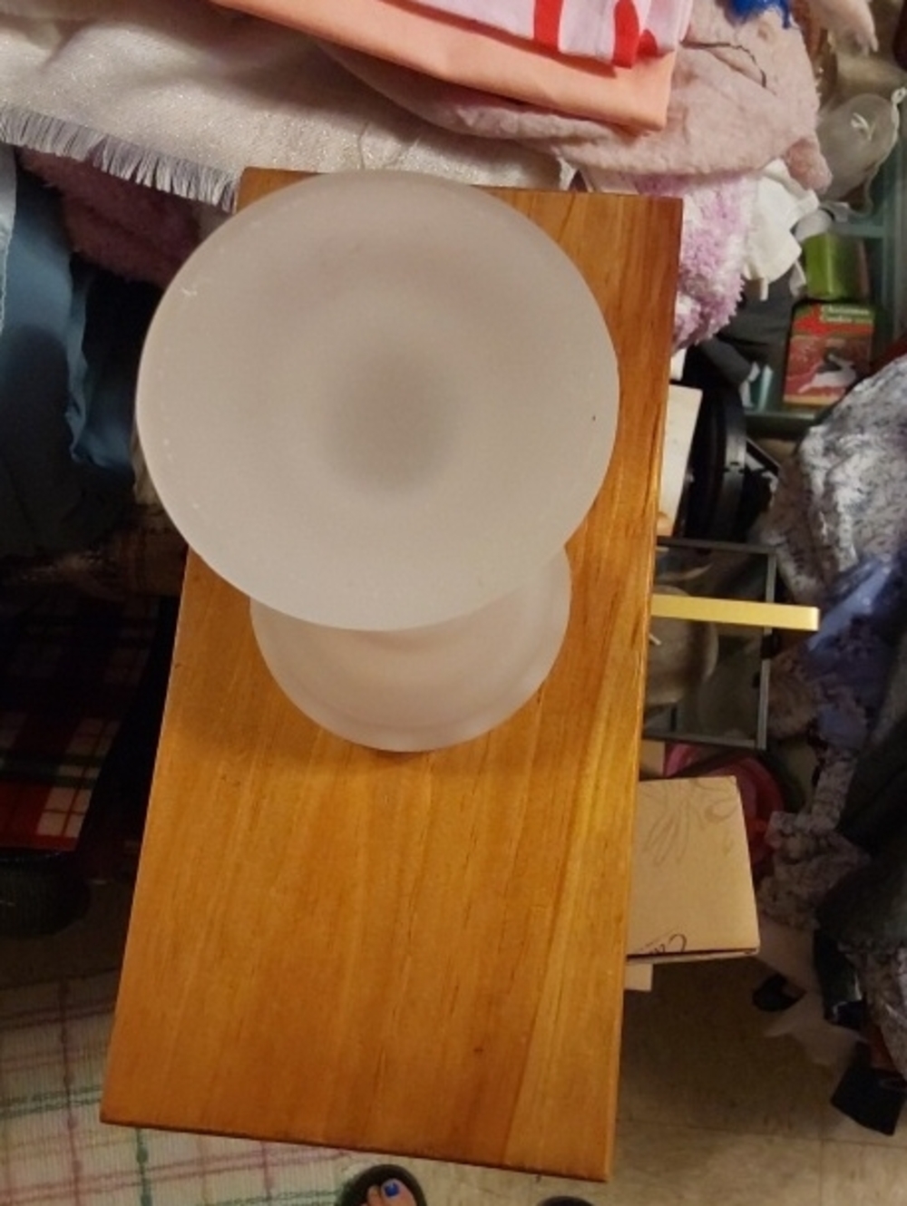 Frosted Glass Table Lamp with Scalloped Shade - Picture 7 of 8